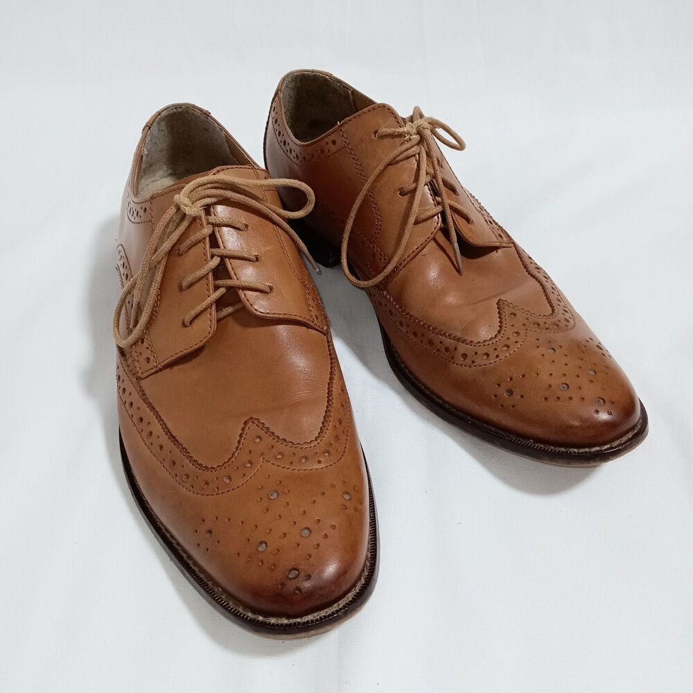 Florsheim Montinaro Wingtip Oxfords Light Brown Tan Mens Size 10 D Dress Shoes